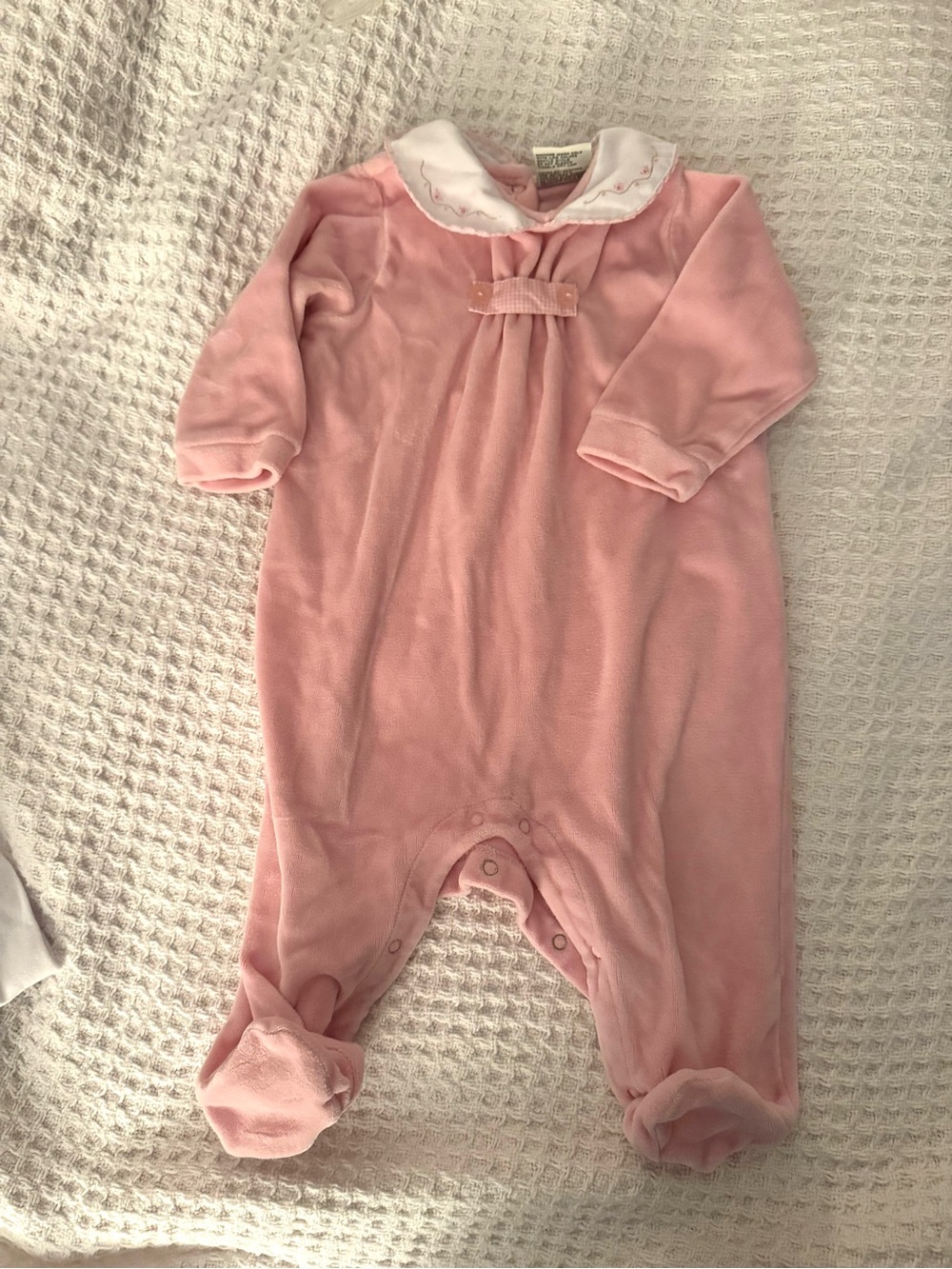 Laura Ashley Classic Pink Footed One-Piece with Peter Pan Collar
